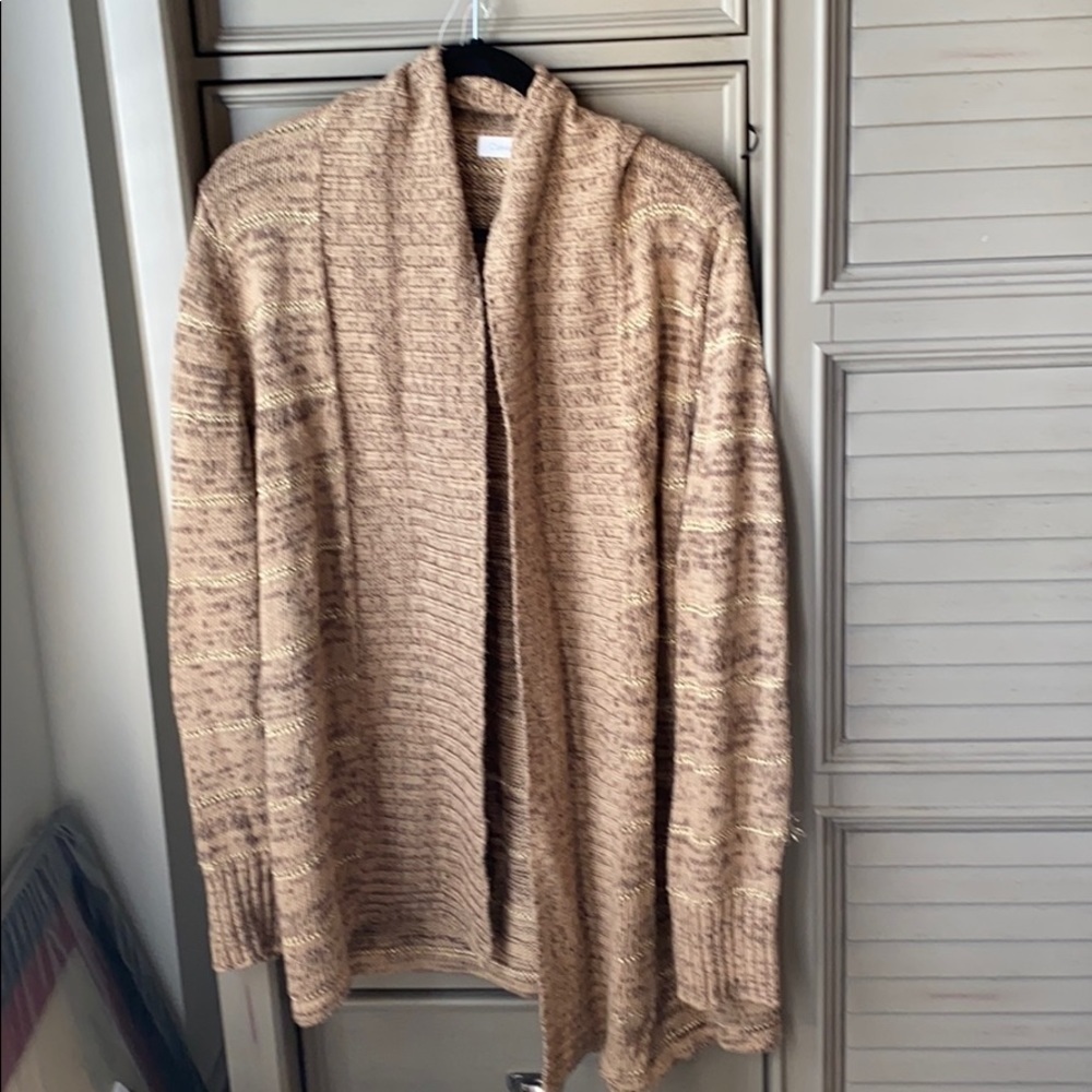 Calvin Klein heavy drape from sweater tan/gold szL